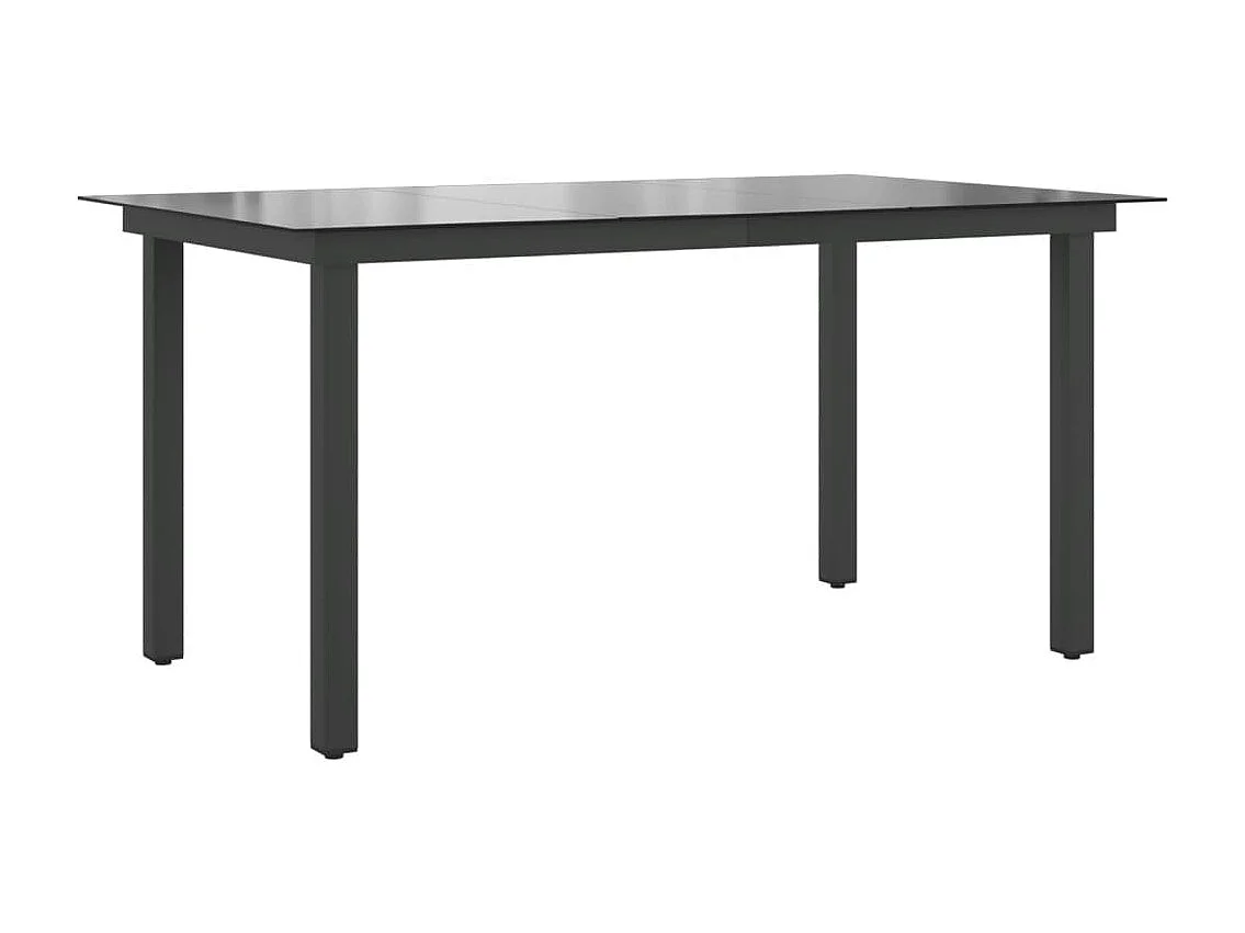 Mesa de jardim em alumínio e vidro 150x90x74 cm preto
