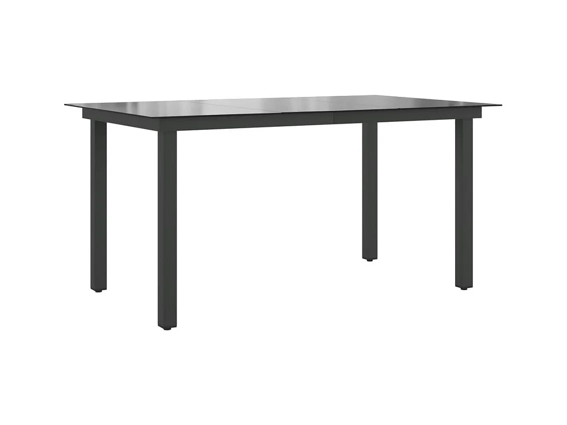 Table de jardin Noir 150 x 90 x 74 cm Aluminium et verre