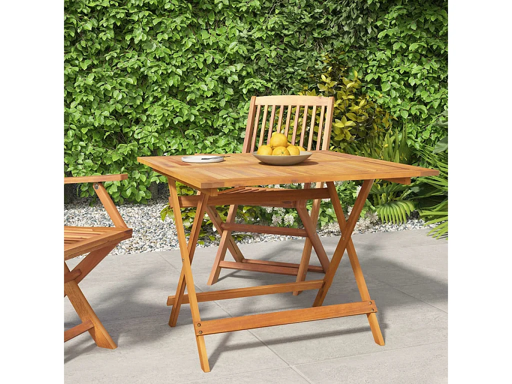 Table pliable de jardin 90x90x75 cm bois d'acacia solide