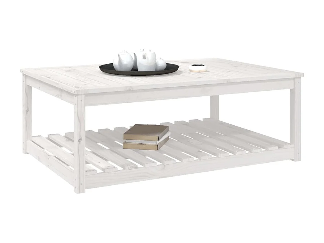 Mesa de jardim 121x82,5x45 cm madeira de pinho maciça branco