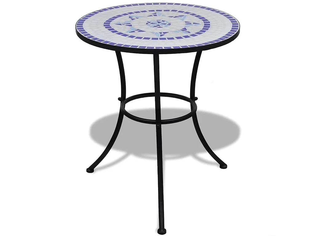 Mesa de bistrô 60 cm mosaico azul e branco