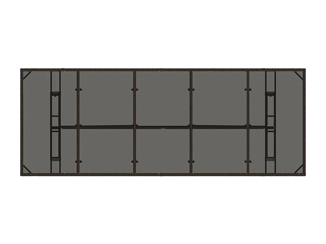 Tuintafel met glazen blad 240x90x75 cm poly rattan bruin