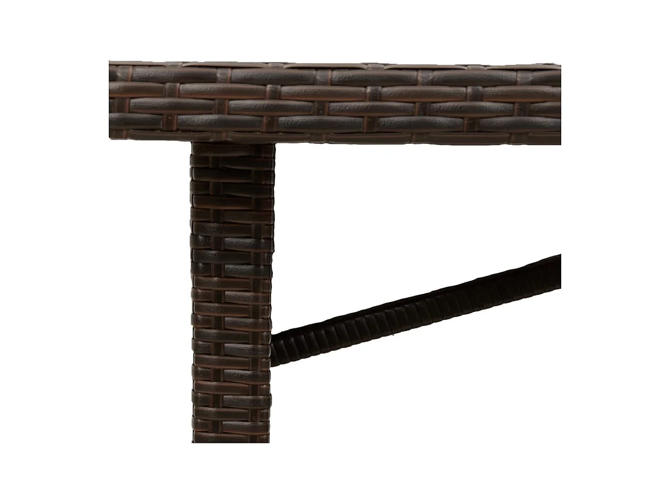 Tuintafel met glazen blad 240x90x75 cm poly rattan bruin