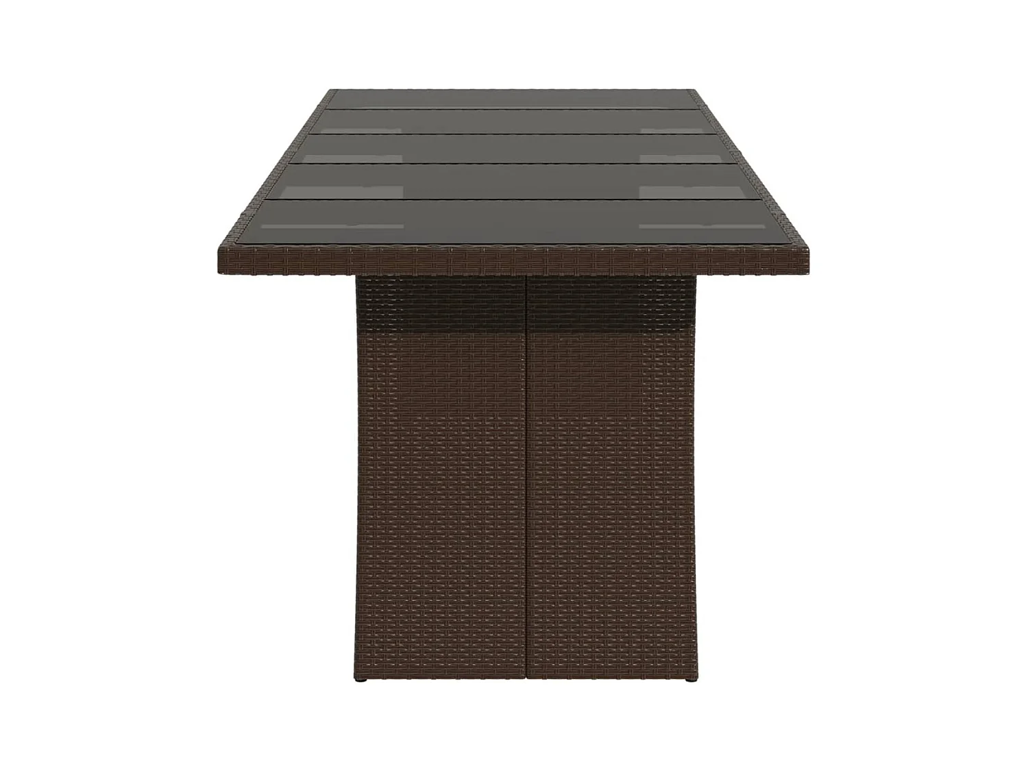 Mesa de jardín superficie de vidrio ratán PE marrón 240x90x75cm