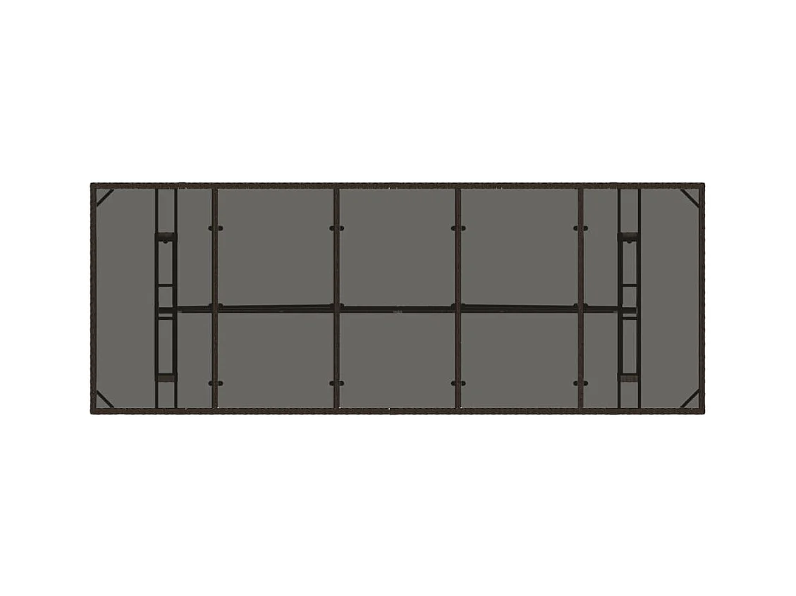 Mesa de jardín superficie de vidrio ratán PE marrón 240x90x75cm