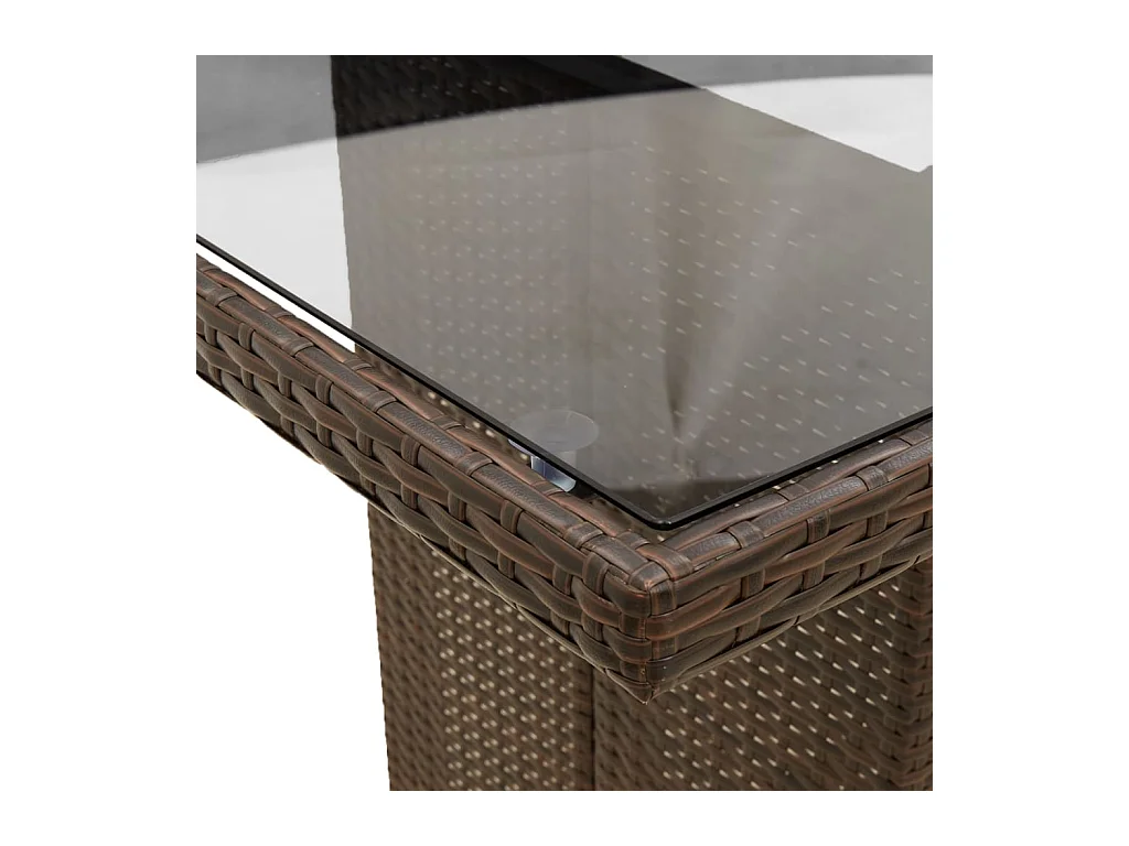 Mesa de jardín superficie de vidrio ratán PE marrón 240x90x75cm