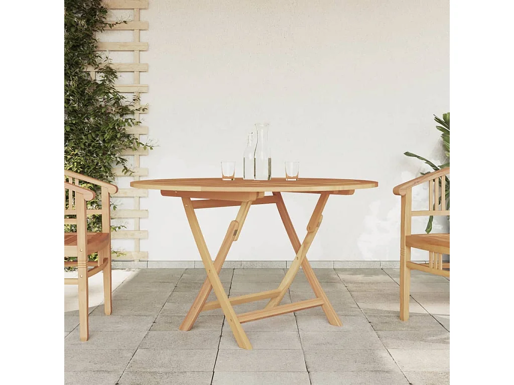 Mesa de jardín plegable madera maciza de teca Ø 120x75 cm