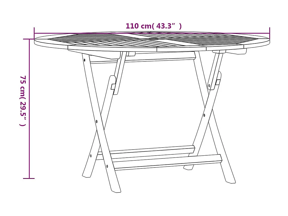 Mesa de jardín plegable madera maciza de teca Ø 120x75 cm