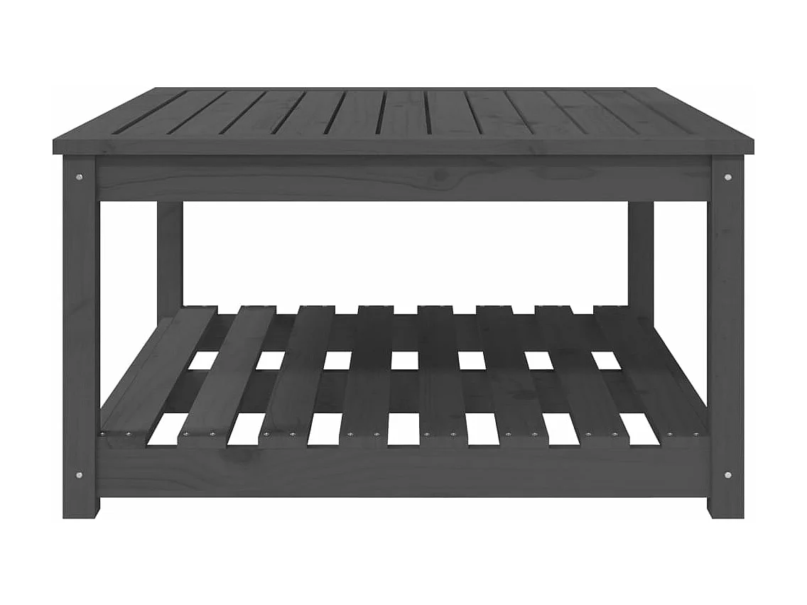 Mesa de jardín madera maciza pino gris 82,5x82,5x45 cm