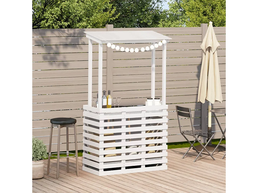 Mesa de bar para exterior com telhado madeira maciça branco