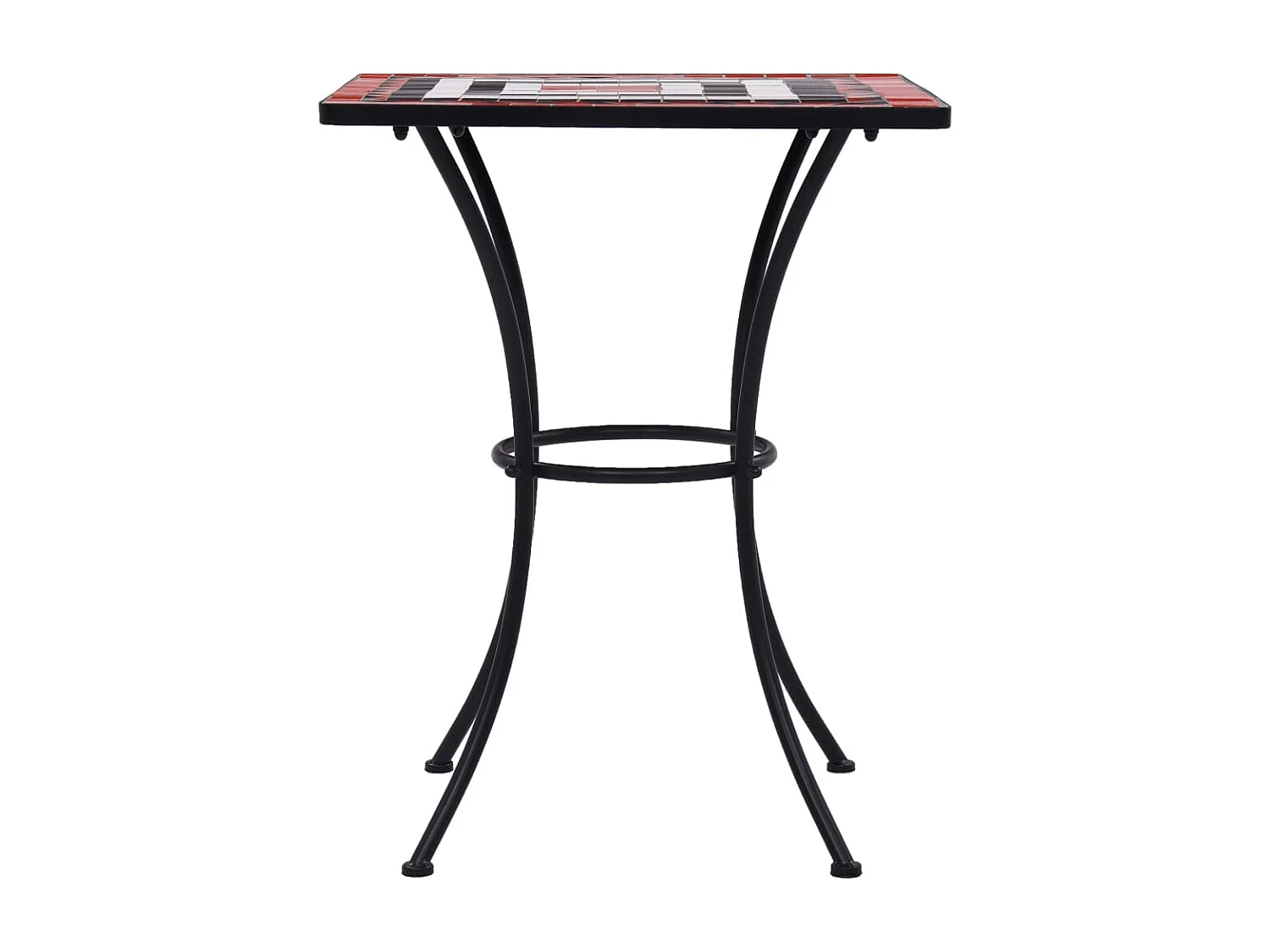 Table de bistro mosaïque Terre cuite et blanc 60 cm Céramique