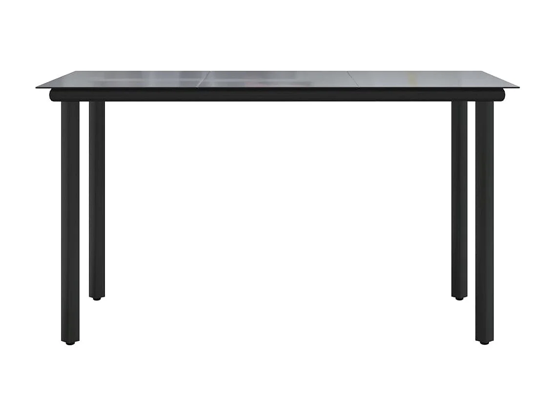 Table à dîner de jardin Noir 200x100x74cm Acier et verre trempé