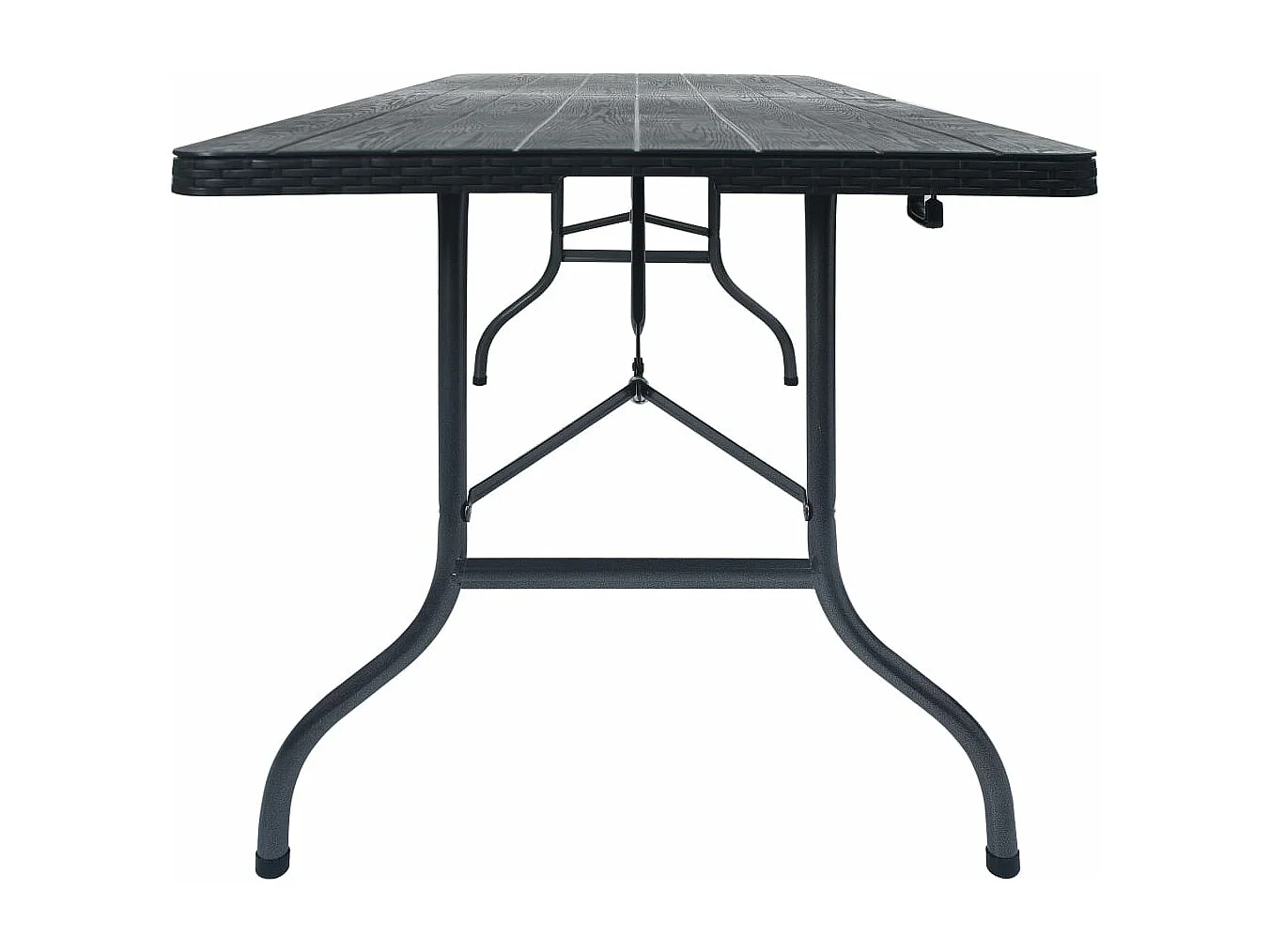 Mesa de jardim dobrável 180x75x72 cm PEAD imitação vime preto
