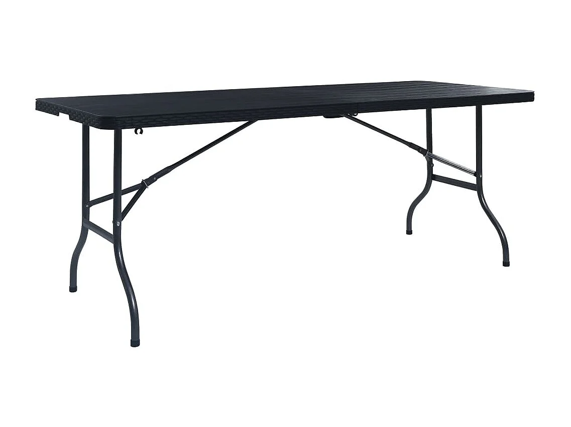 Table pliable de jardin Noir 180x75x72 cm PEHD Imitation rotin