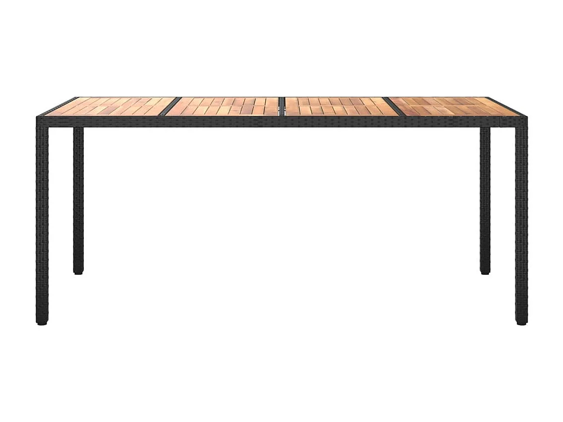Table de jardin 190x90x75 cm Résine tressée et bois acacia Noir