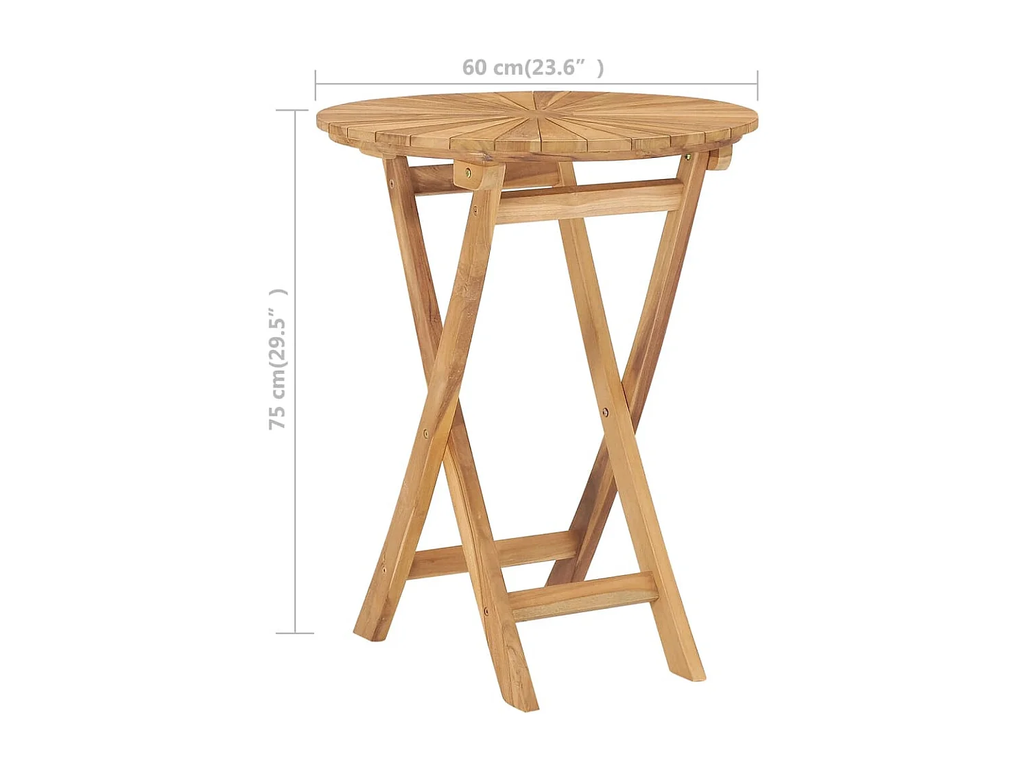 Mesa de jardim dobrável Ø 60 cm madeira de teca maciça