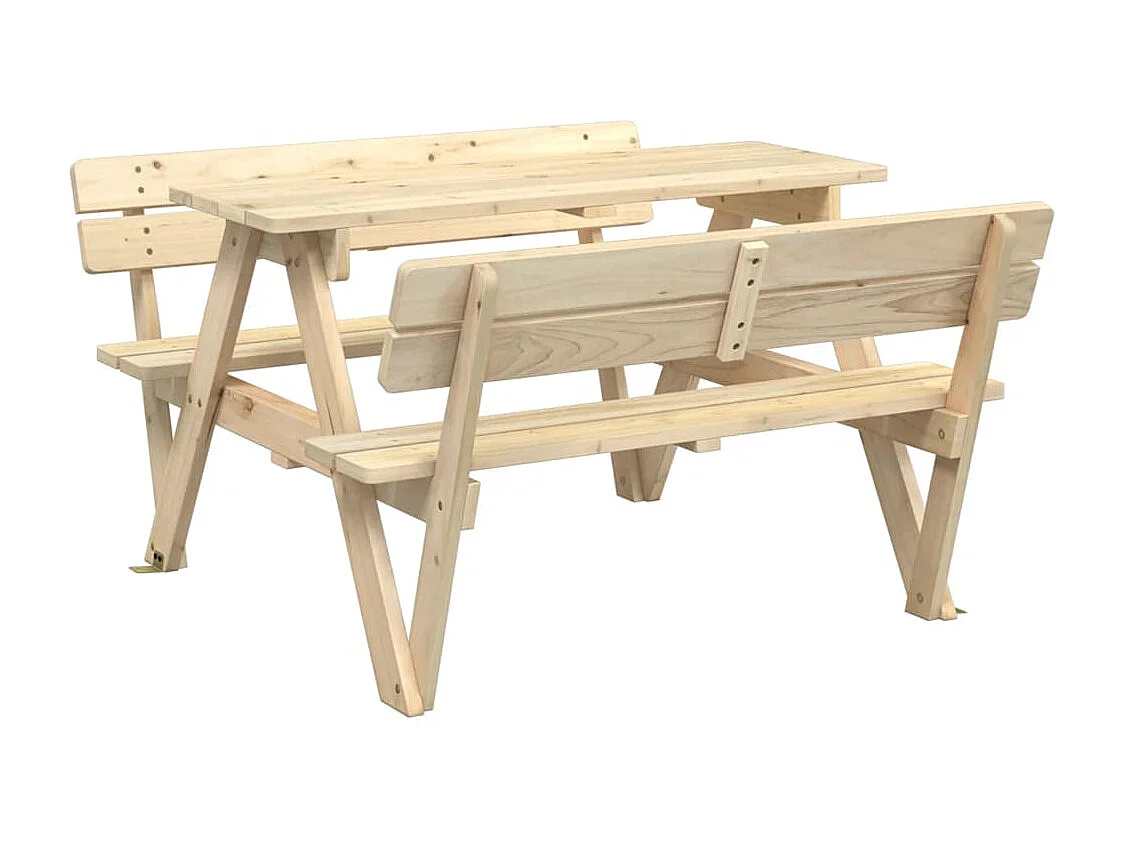 Table de pique-nique pour 4 enfants avec trou de parasol sapin