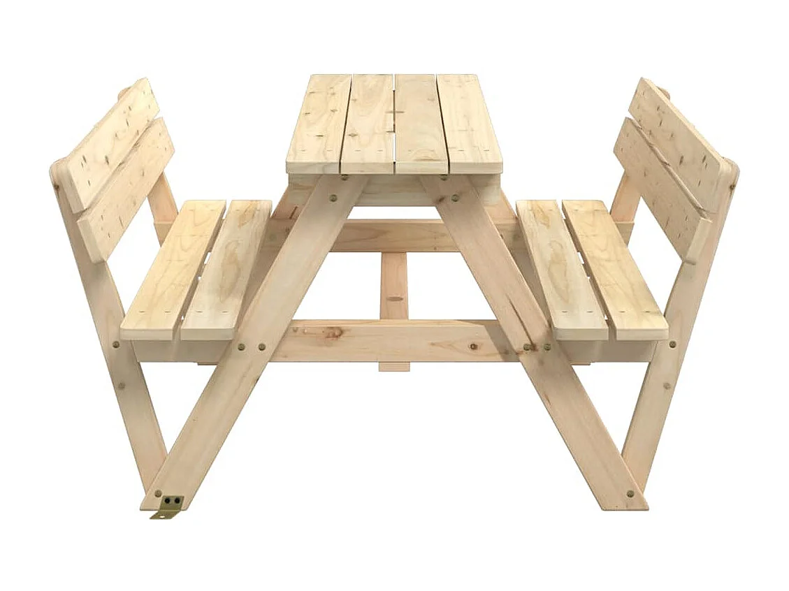 Table de pique-nique pour 4 enfants avec trou de parasol sapin