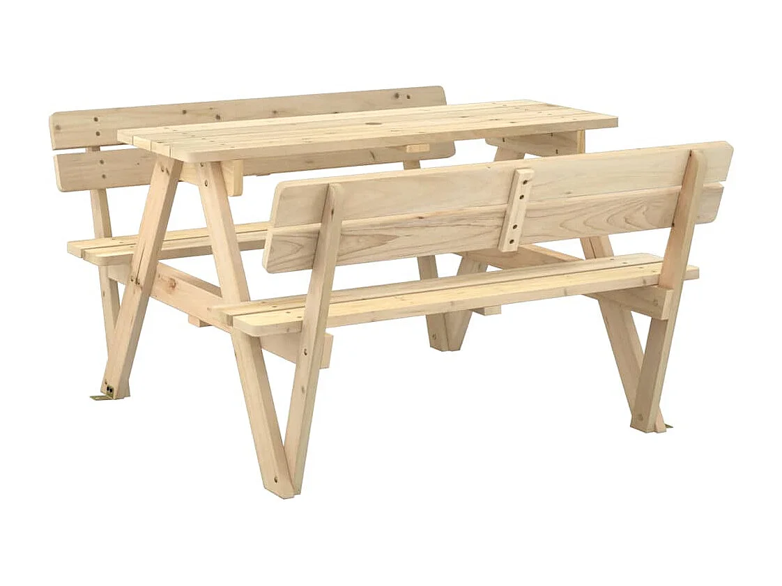 Table de pique-nique pour 4 enfants avec trou de parasol sapin