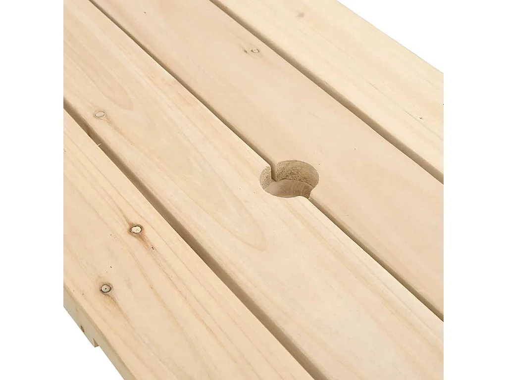 Table de pique-nique pour 4 enfants avec trou de parasol sapin