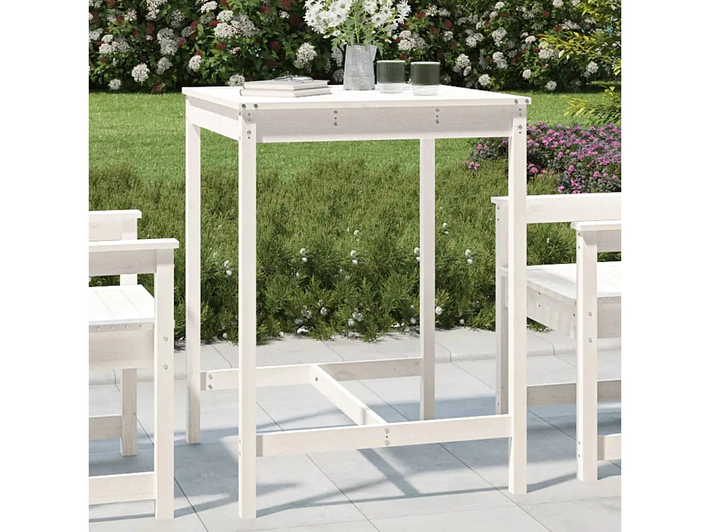 Mesa de jardín madera maciza pino blanco 82,5x82,5x110 cm