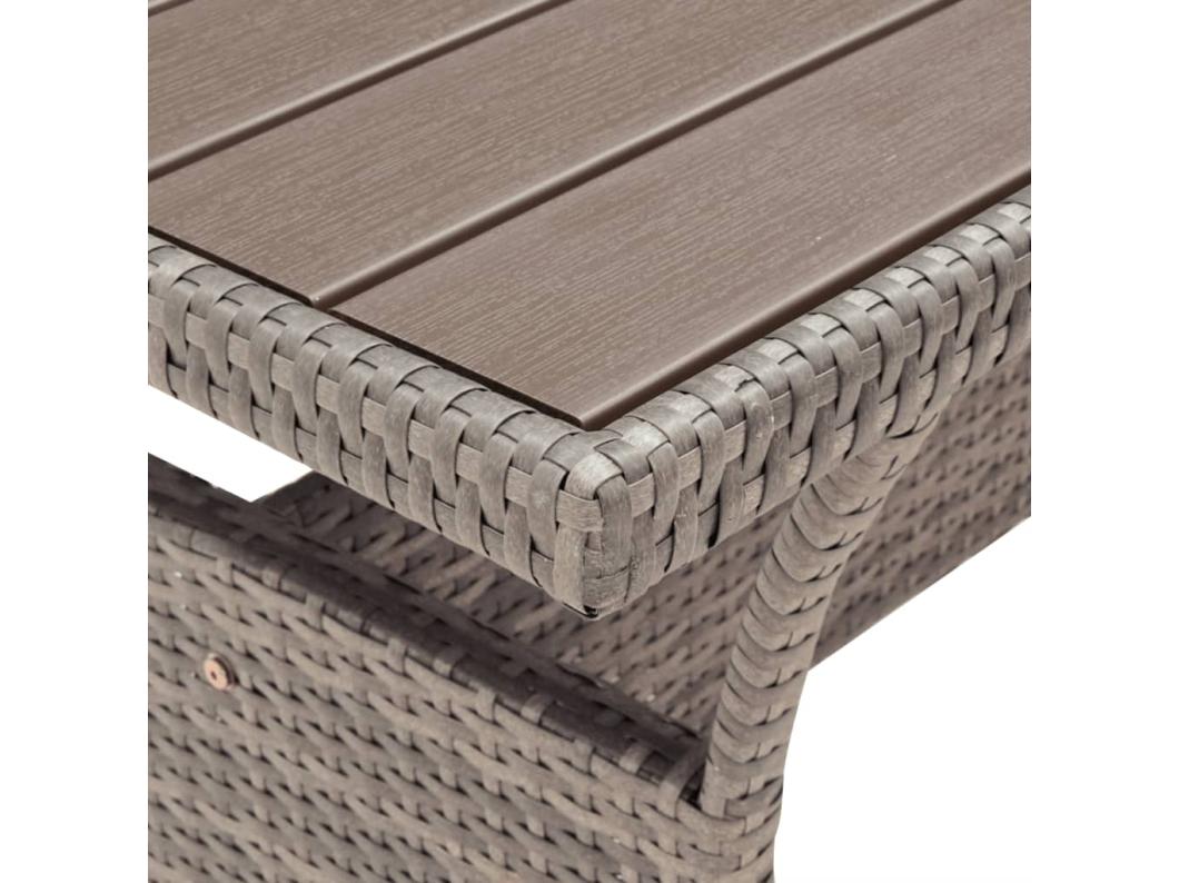 Mesa de jardim 120x70x66 cm vime PE cinzento