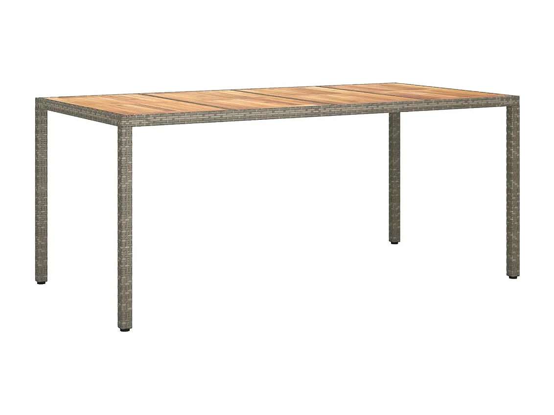Table de jardin 190x90x75 cm Résine tressée/bois d'acacia Gris