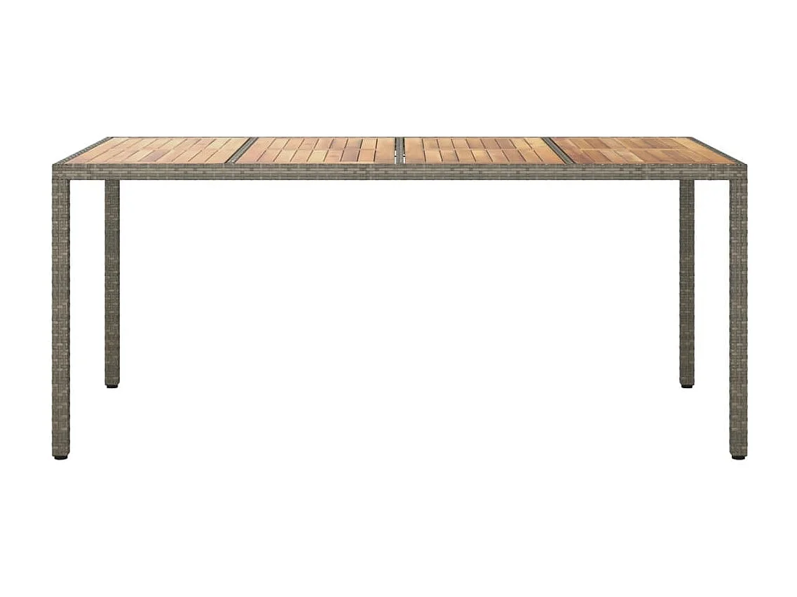 Table de jardin 190x90x75 cm Résine tressée/bois d'acacia Gris