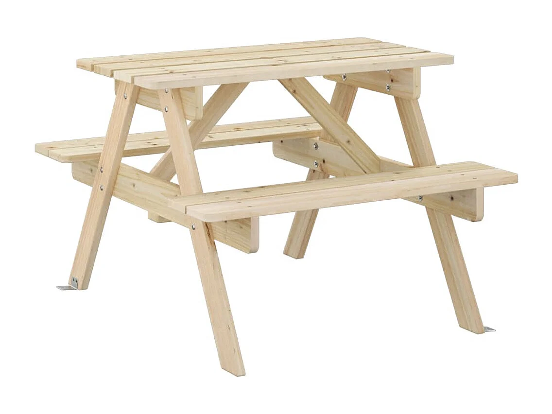 Mesa de picnic para 4 niños agujero para sombrilla madera abeto