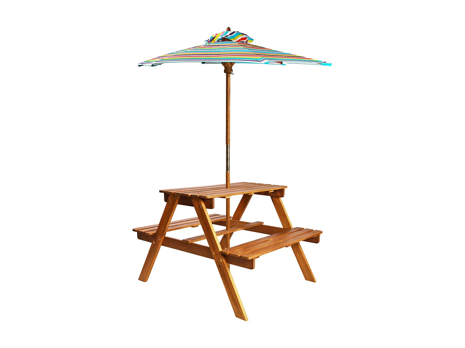 Table à pique-nique et parasol enfants 79x90x60cm Acacia solide
