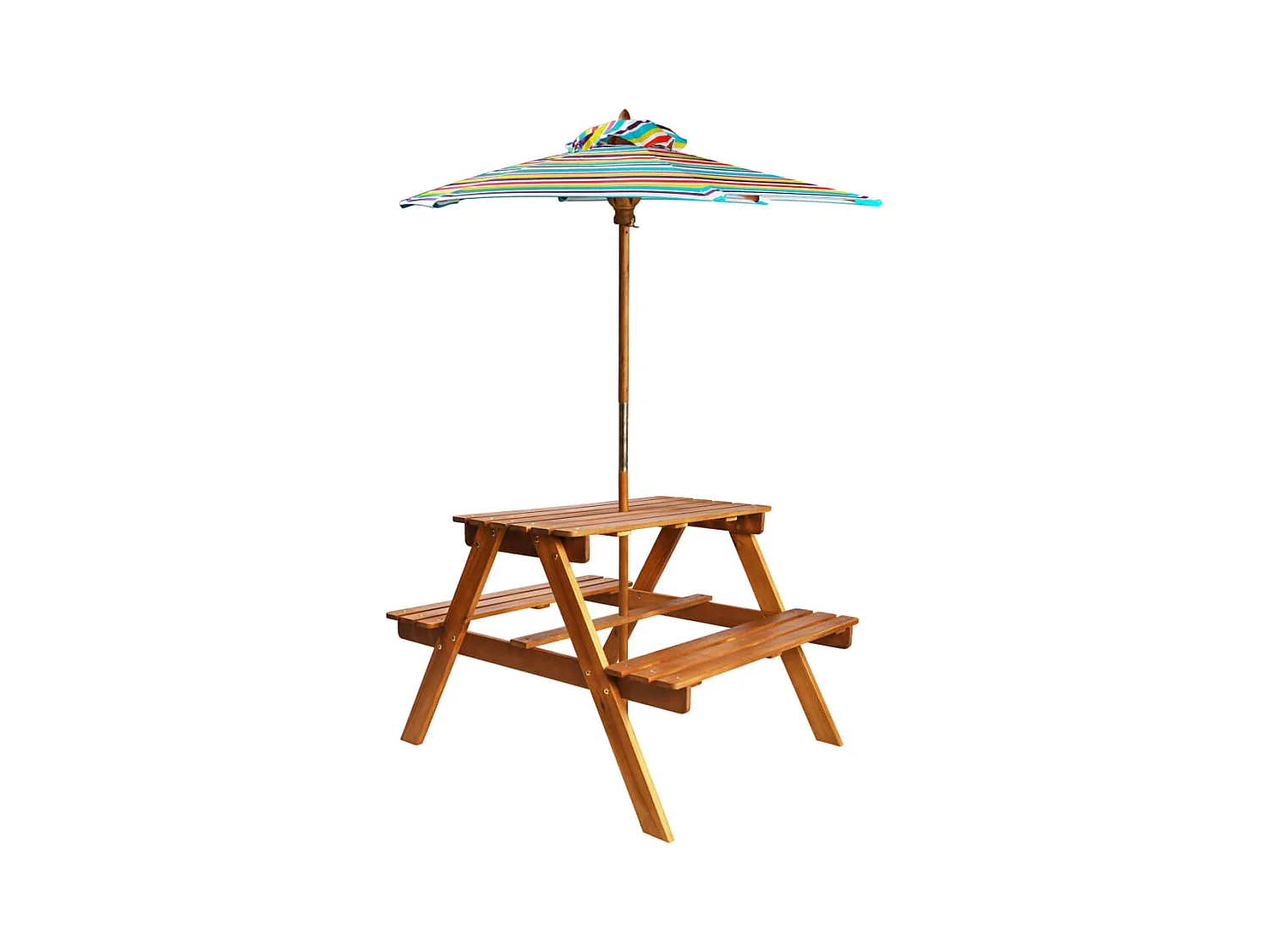 Table à pique-nique et parasol enfants 79x90x60cm Acacia solide