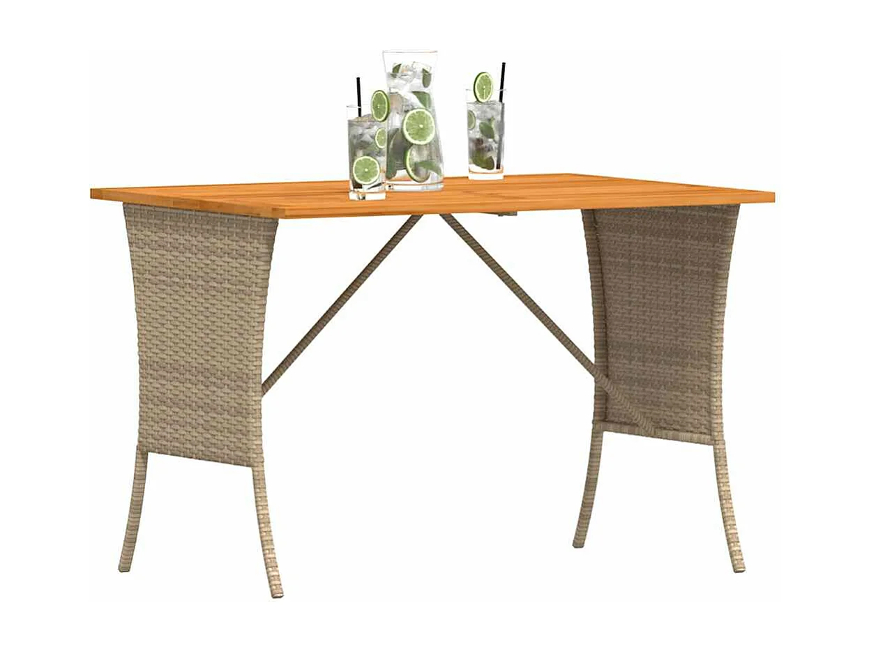 Table de jardin avec dessus en bois d'acacia beige 105x75x72 cm