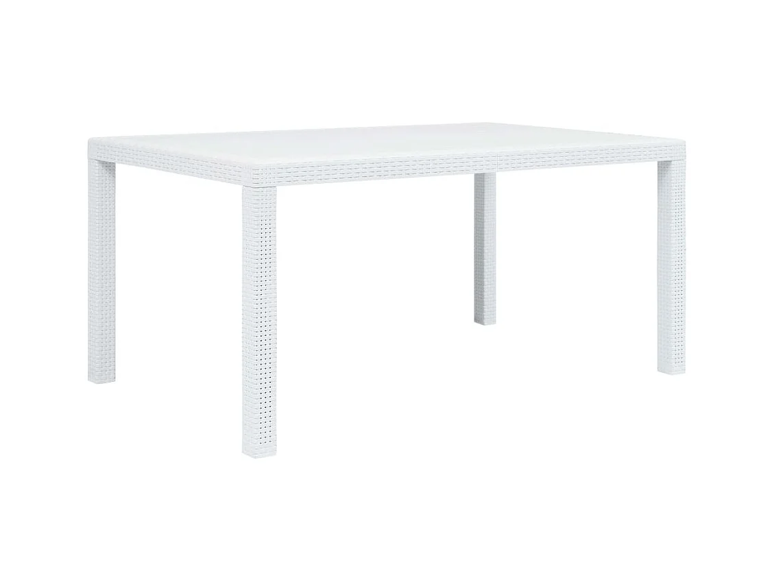 Table de jardin Blanc 150x90x72 cm Plastique Aspect de rotin