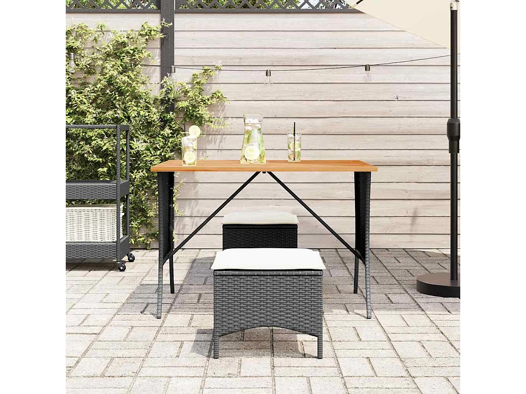 Table de jardin avec dessus en bois d'acacia noir 105x75x72 cm