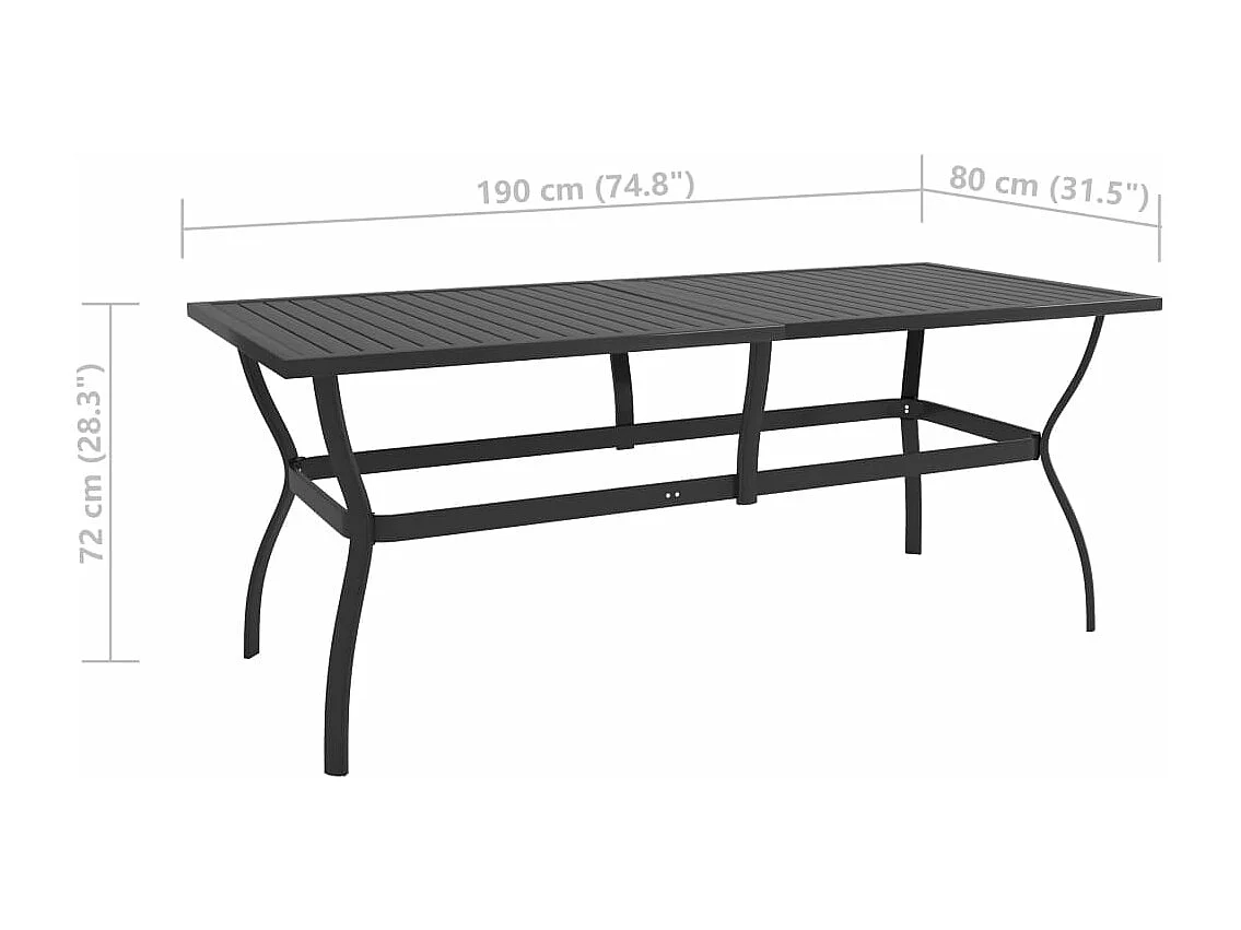 Table de jardin Anthracite 190x80x72 cm Acier