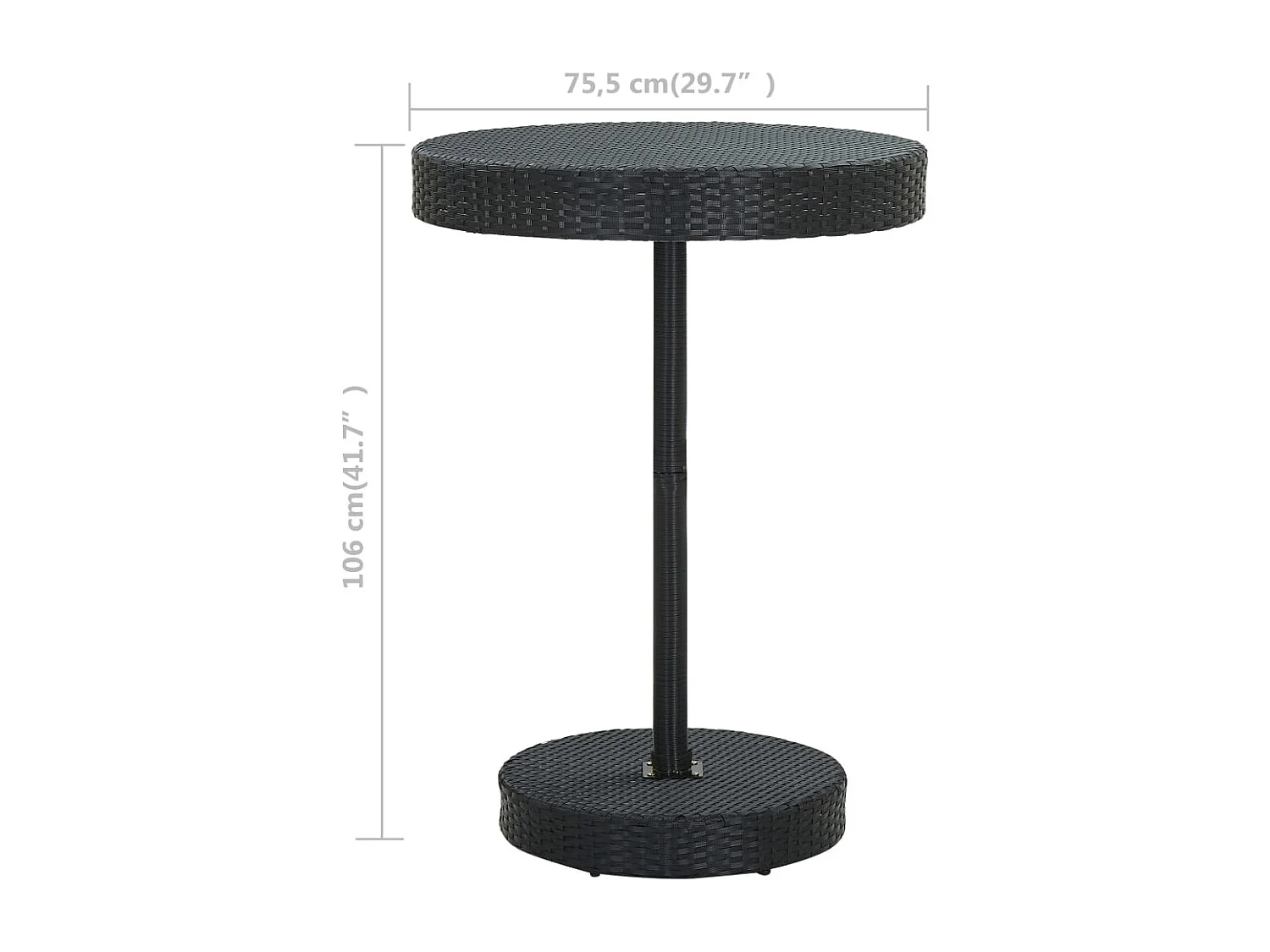 Mesa de jardim 75,5x106 cm vime PE preto