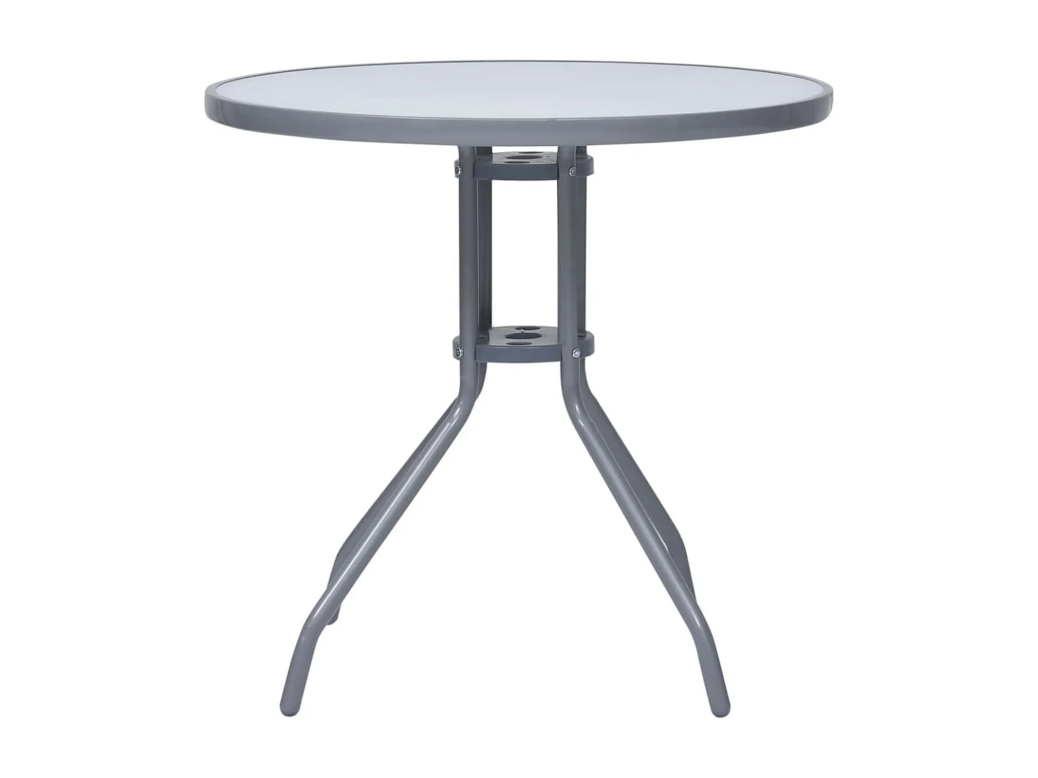 Mesa de jardim 80 cm aço e vidro cinzento-claro