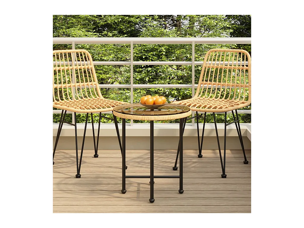 Table de salle à manger Ø50 cm Verre trempé et acier
