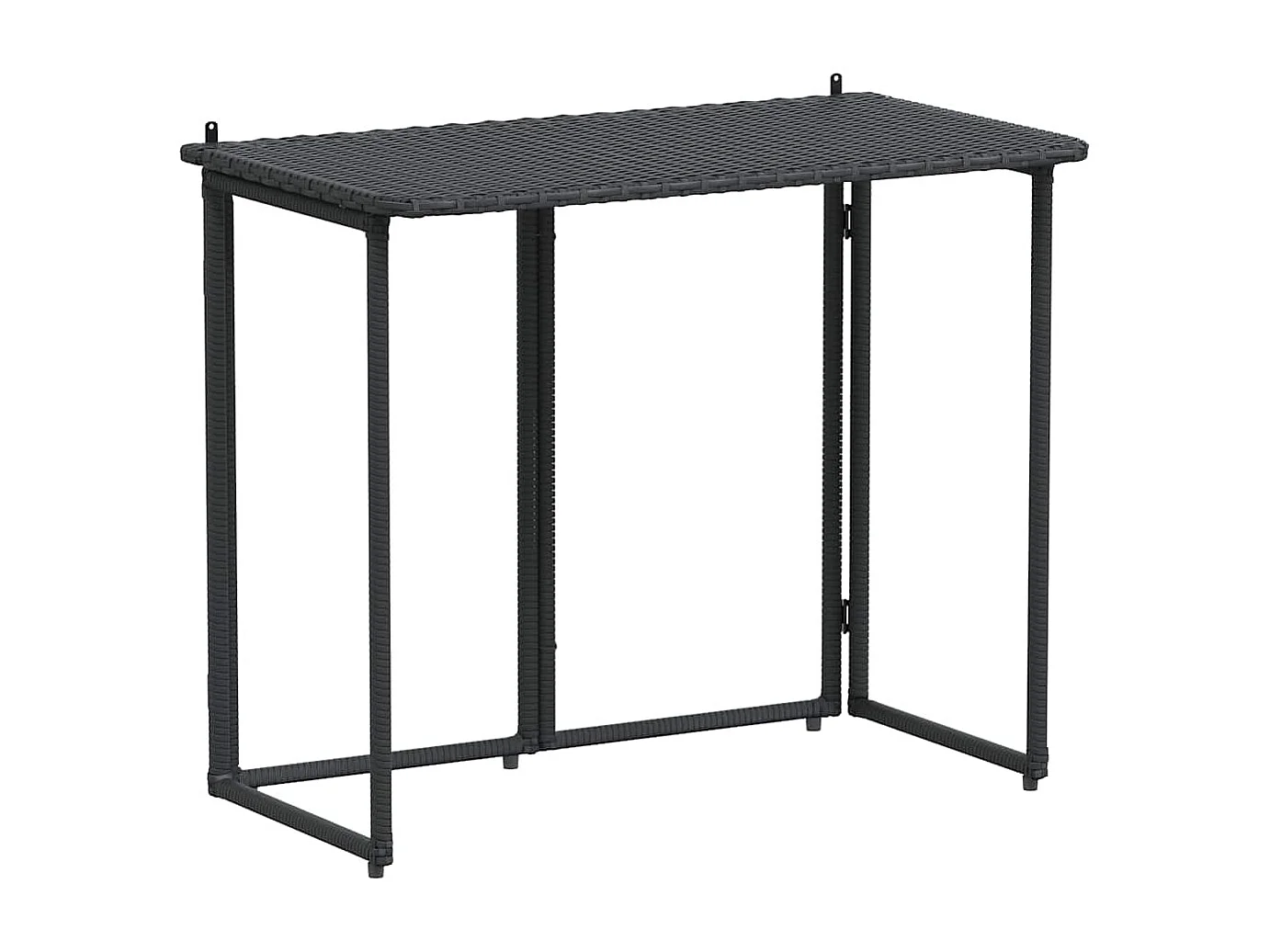 Mesa de jardín plegable de ratán sintético negra 90x51x75 cm