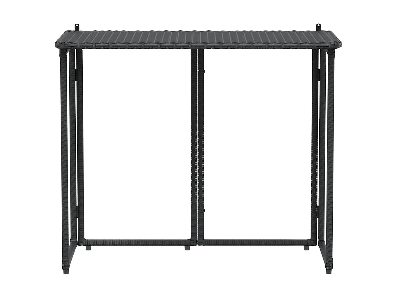 Mesa de jardín plegable de ratán sintético negra 90x51x75 cm