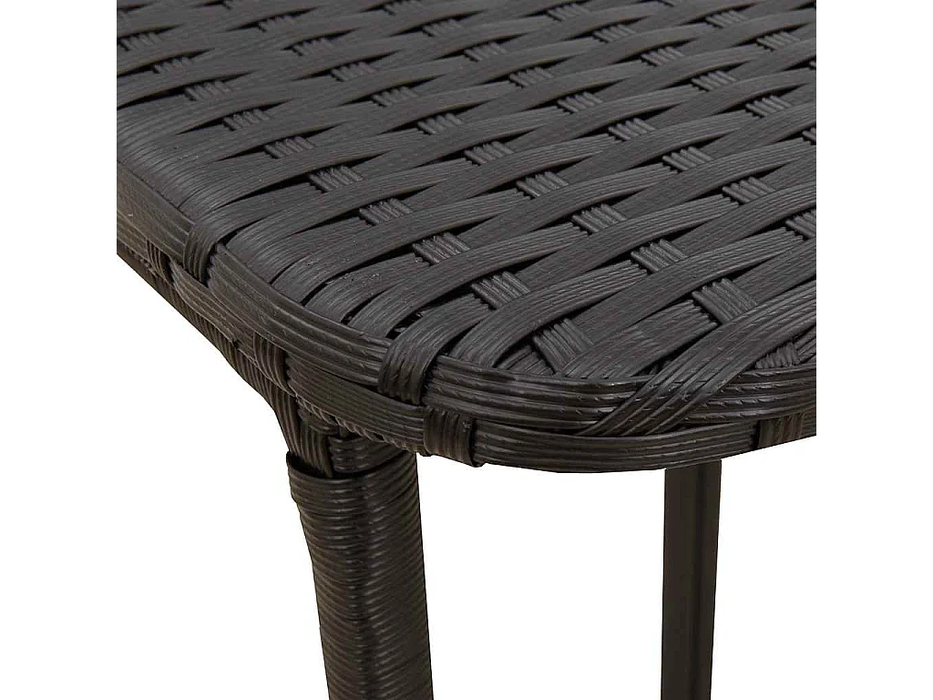 Mesa de jardín plegable de ratán sintético negra 90x51x75 cm