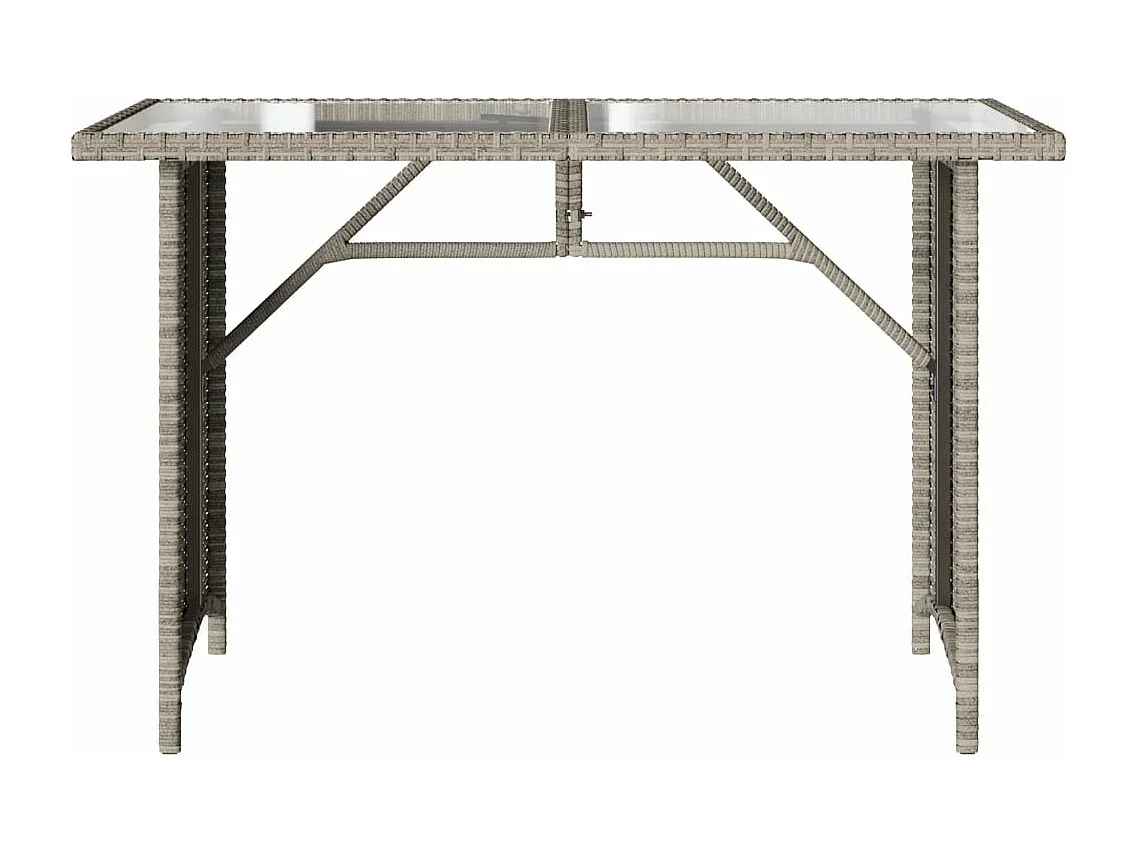 Table de jardin et dessus en verre gris clair 110x68x70cm rotin