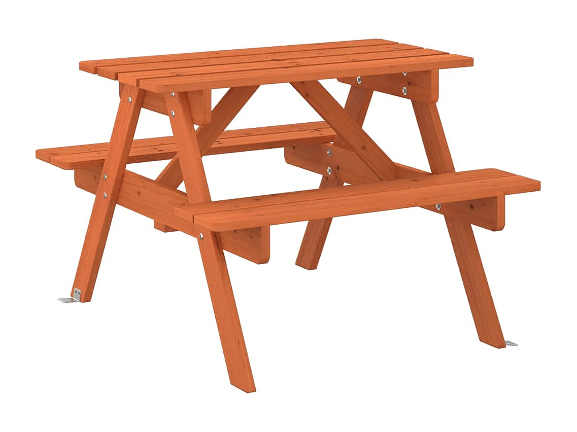 Table de pique-nique pour 4 enfants avec trou de parasol sapin