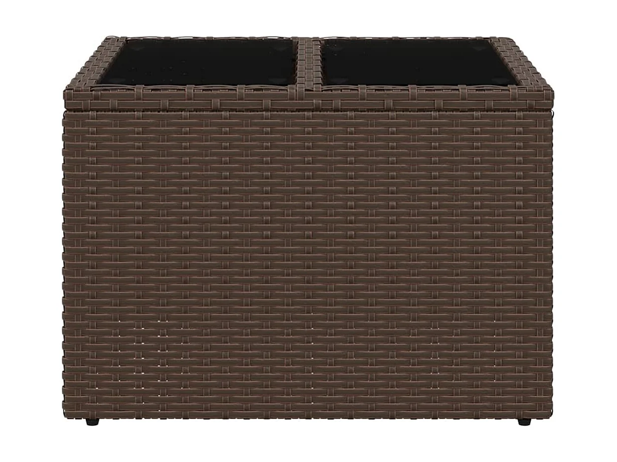 Table de jardin dessus en verre brun 55x55x37 cm résine tressée