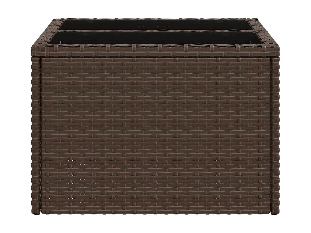 Table de jardin dessus en verre brun 55x55x37 cm résine tressée