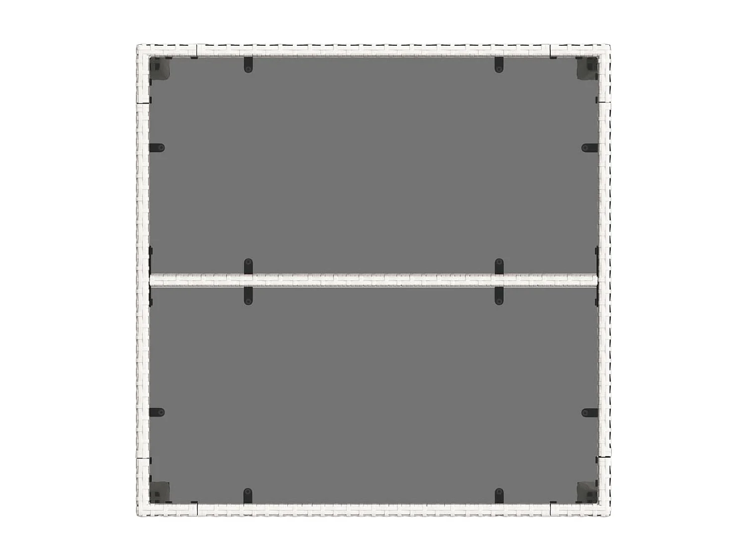 Table de jardin dessus en verre blanc 90x90x75cm résine tressée