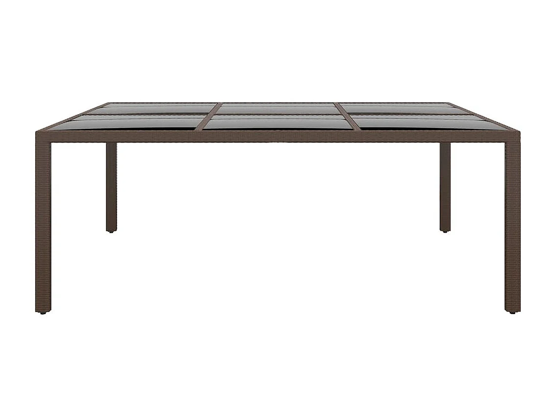 Table de jardin avec dessus en verre Marron 200x150x75 cm Rotin