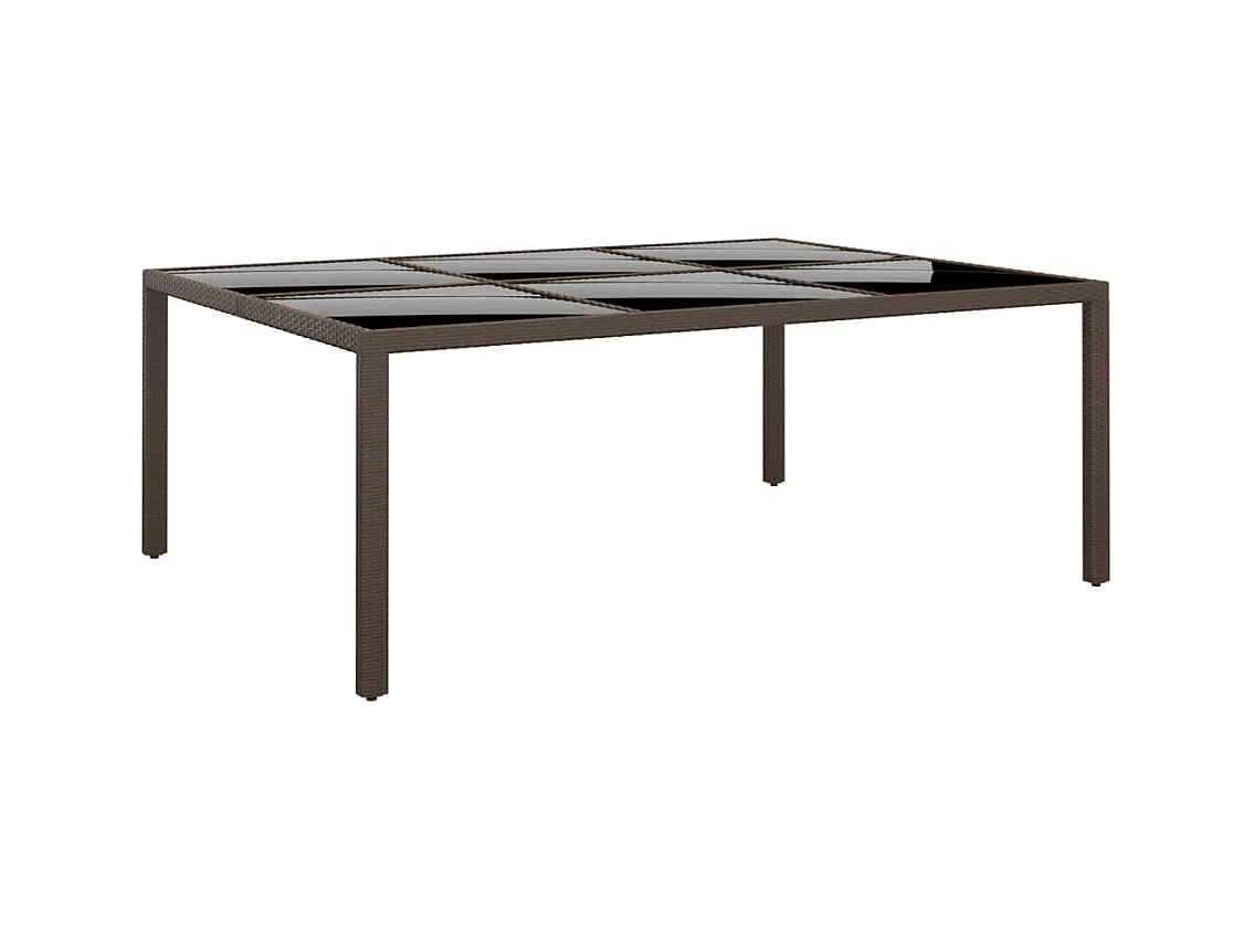 Table de jardin avec dessus en verre Marron 200x150x75 cm Rotin