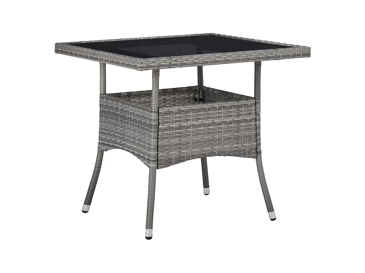 Table à manger d'extérieur Gris Résine tressée et verre