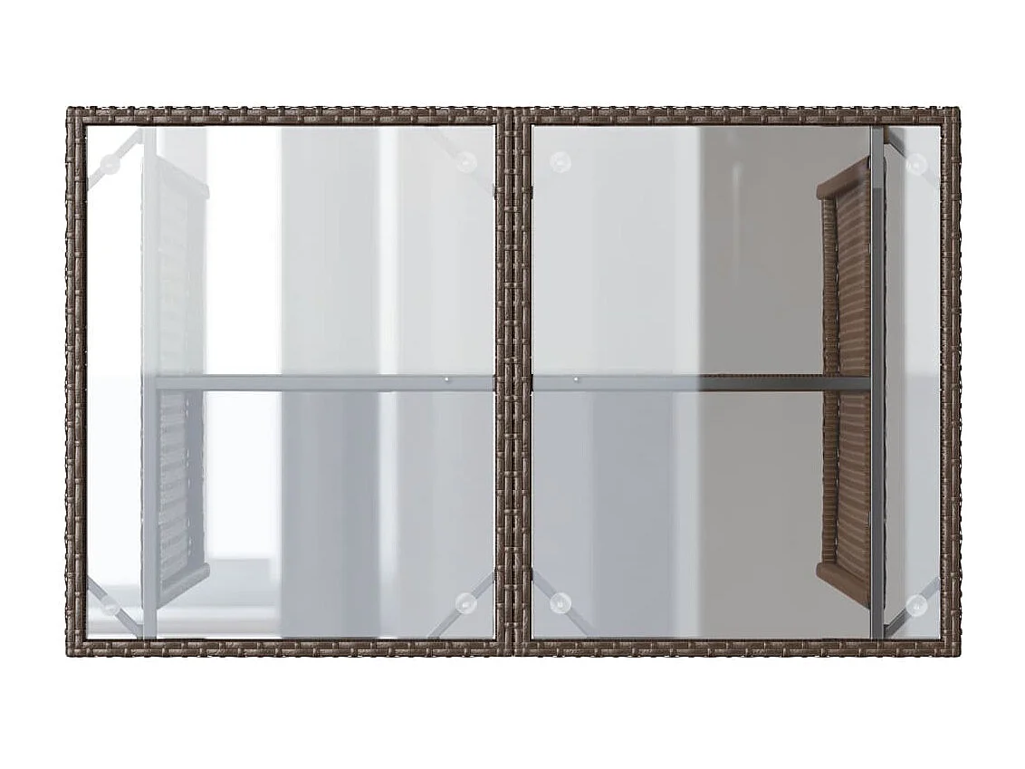 Table de jardin avec dessus en verre marron 110x68x70 cm rotin